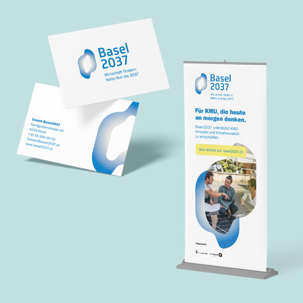 Visitenkarte und Rollup von Basel2037